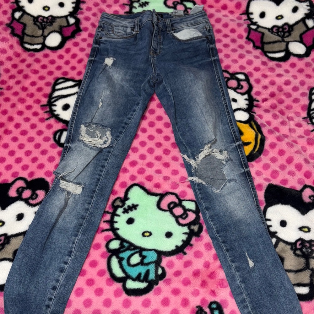 Zara Distressed Blue Jeans